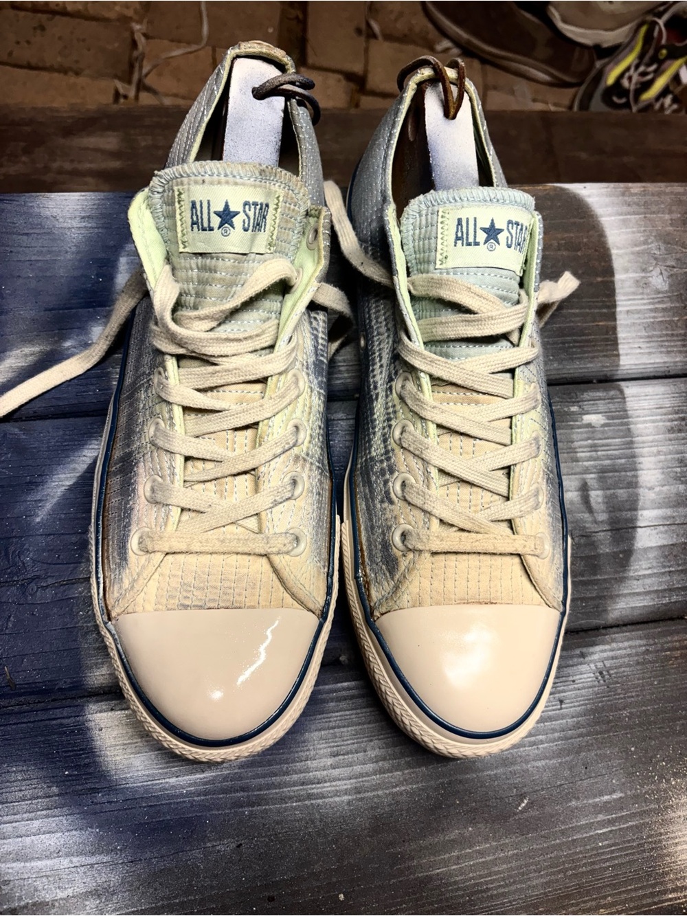 Converse Kids Low-Top Sneakers in Light Blue and Beige